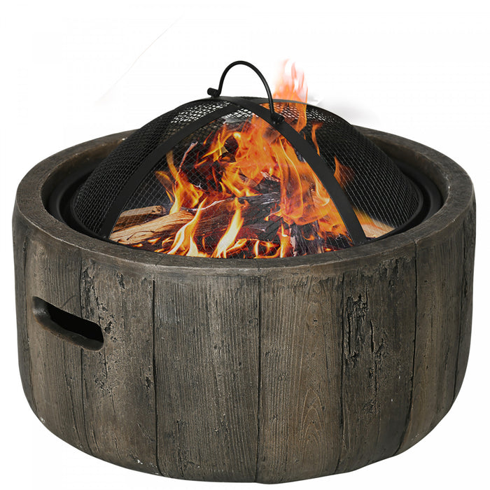 Outsunny Brasero Avec Pare-etincelles Et Tisonnier, Bol A Bois 18\", Marron