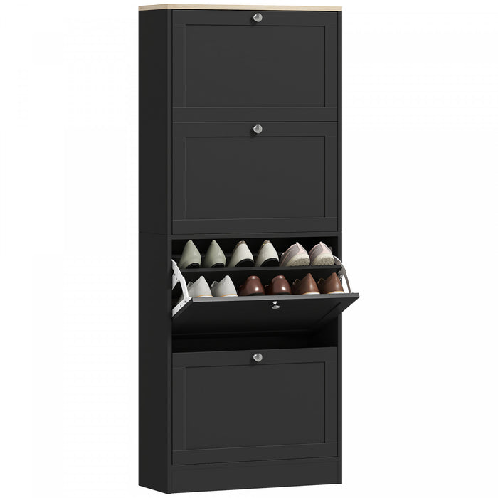HOMCOM Armoire a chaussures moderne pour 25 paires de chaussures, Noir
