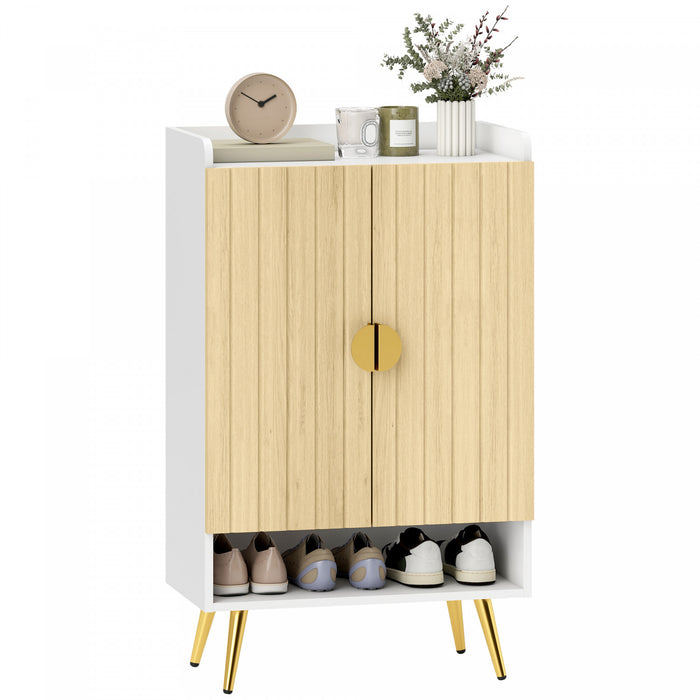 HOMCOM Armoire a chaussures pour 15 paires de chaussures, couleur naturel