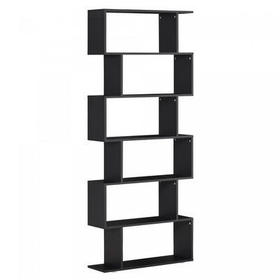 HOMCOM 6 Tier Bookshelf Storage Display Unit Organizer Room Divider Wood Black