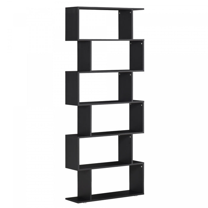 HOMCOM Etagere 6 Niveaux, Organisateur et Separateur de Piece Bois Noir