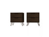 Table de nuit Rockefeller Mid-Century Modern 20\" en brun chataigne (2 tiroirs) - Lot de 2