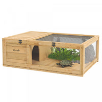 Pawhut Maison De Tortue En Bois Pour Interieur Et Exterieur, Cage Pour Reptiles, Lezards, Geckos, 35