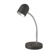 Lampe de table de Dainolite avec abat-jour noir satiné, fini chromé poli et ampoule à DEL de 5 W
