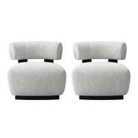  Fauteuil lounge rembourre Bartow style milieu du siecle en ivoire multicolore - Lot de 2