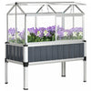 Outsunny Lit De Jardin Sureleve Avec Serre En Plastique, Gris Fonce