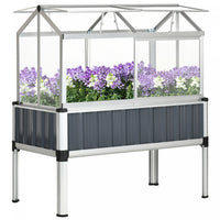 Outsunny Lit De Jardin Sureleve Avec Serre En Plastique, Gris Fonce