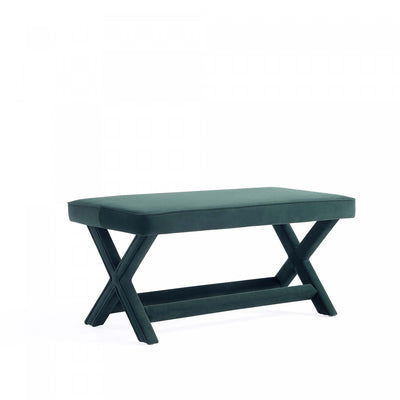 Abigail Mid-Century Modern Upholstered Velvet Accent Bench in Forest Green | Banc d’appoint Abigail style milieu du siecle moderne en velours vert foret