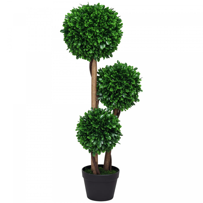HOMCOM Arbre Artificiel de 3pi, Trois Boules de Buis