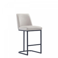 Tabouret de comptoir moderne en metal et tissu Serena, gris clair