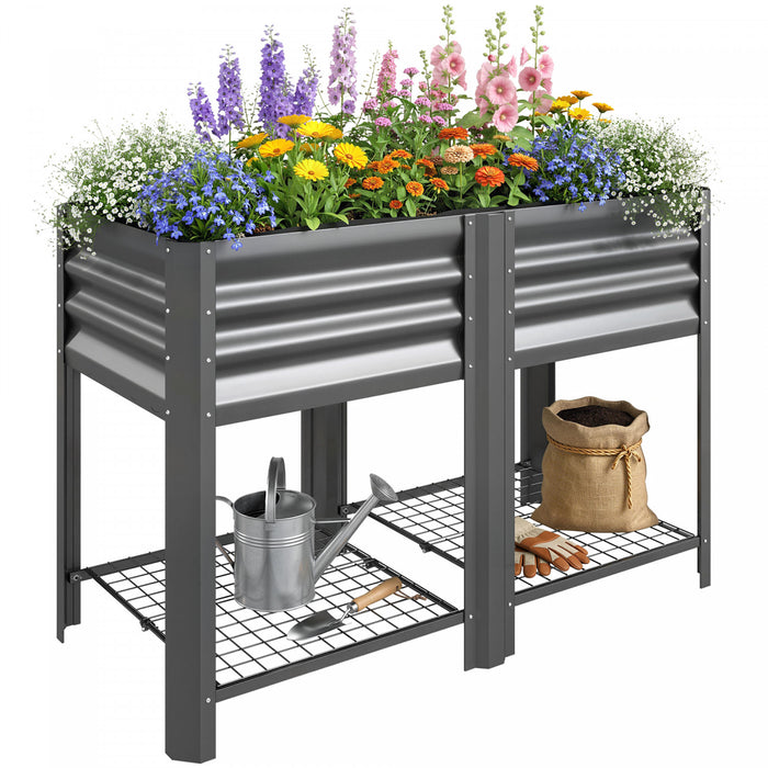 Jardiniere Surelevee en Bois Outsunny avec Pieds et 6 Trous de Drainage