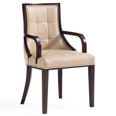 Manhattan Comfort Fifth Avenue Faux Leather Dining Chair - Tan & Walnut|Chaise de salle à manger Fifth Avenue de Manhattan Comfort en similicuir - tan et noyer