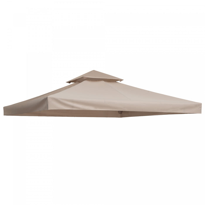 Outsunny Auvent De Tonnelle Carre A 2 Niveaux De 9,8' X 9,8', Couverture Superieure De Remplacement, Pare-soleil De Jardin Exterieur, Beige