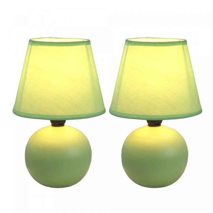 Ensemble de 2 mini lampes de table de Simple Designs à globe en céramique - vert