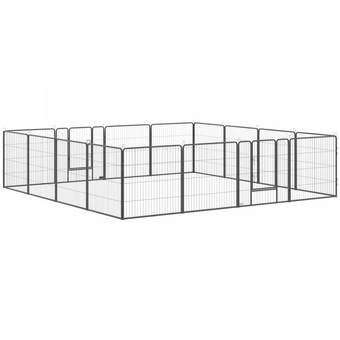 Pawhut Parc Pour Animaux De Compagnie Robuste, 16 Panneaux En Acier Pour Chien, Stylo D'exercice Portable Pour Chiot, Avec 2 Portes Verrou De Verrouillage