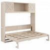 Lit escamotable Ethan en bois massif avec armoires de rangement, taille queen, beige