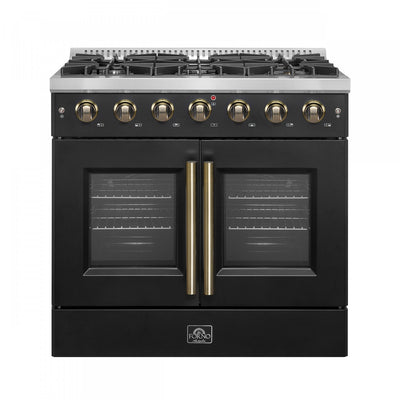 Forno Galiano 36" Black Gas Range, 4.32 cu.ft- FFSGS6444-30BLK | Cuisiniere a gaz noire Galiano 36 pouces, 4,32 pi³ – FFSGS6444-36BLK