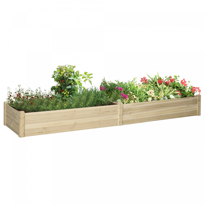 Outsunny Jardiniere En Bois Rectangulaire Carre Potager Lit Sureleve Jardin Patio Terrasse 2 Boites De Plantation Bois De Sapin Naturel