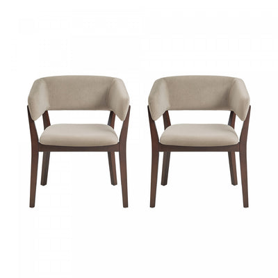 Blake Modern Faux Mohair Wood Armchair in Natural - Set of 2 Dining Chair | Fauteuil Blake moderne en faux mohair avec accoudoirs en bois, naturel - Lot de 2