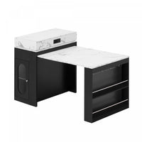 Table a manger extensible Logan avec plateau pliant et tiroirs de rangement, noir