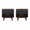 Table de nuit Duane style milieu du siecle 20\" cannelee noire (1 tiroir) - Lot de 2