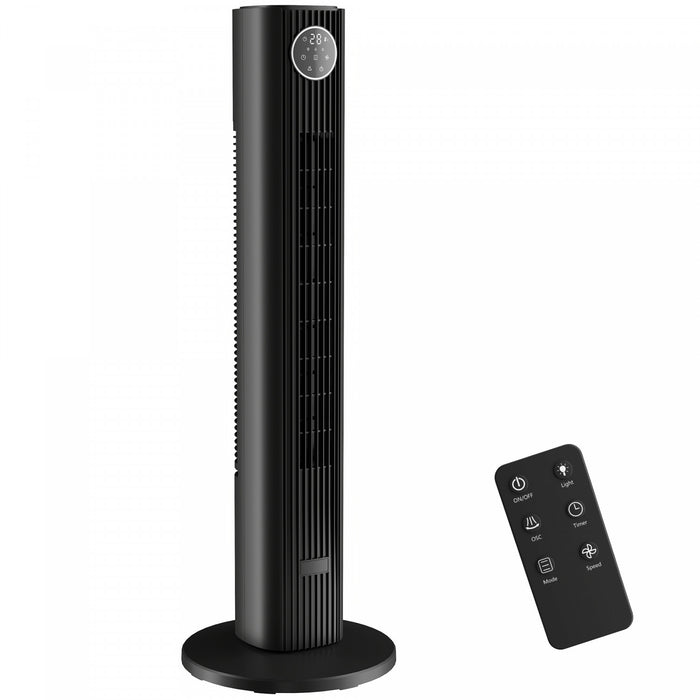 HOMCOM Ventilateur Colonne 28 dB pour Chambre, 26 ft/s Debit d'Air Puissant, Noir