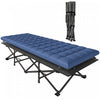 Lit de camping Outsunny avec coussin, lit pliant extra-large 80 cm, bleu