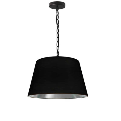 Dainolite Brynn 1 Light Pendant Small Black Finish Black/Silver Shade Lamp|Petit luminaire suspendu Brynn de Dainolite avec abat-jour noir et argenté, fini noir et 1 ampoule