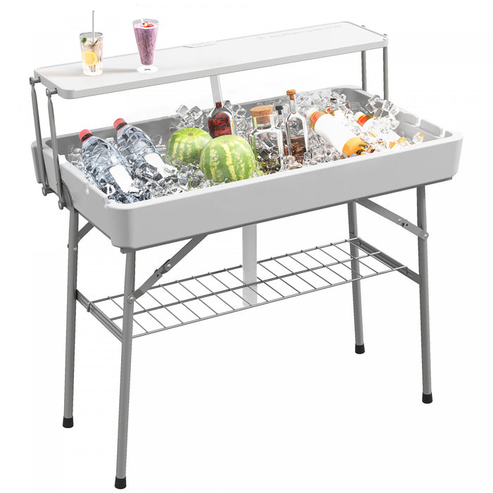 Outsunny Table A Glace Pliante, Table Refrigerante Exterieure, Blanc