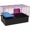 Pawhut Cage Pour Petits Animaux De 18.5\", Cage Pour Cochon D'inde Avec Bouteille D'eau, Plat De Nourriture, Plate-forme, Rampe, Pour Furet, Lapin, Chinchilla, Noir