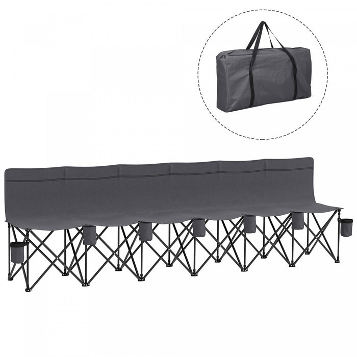 Outsunny Chaise De Camping Pliante 6 Places Avec Porte-gobelet, Gris Fonce