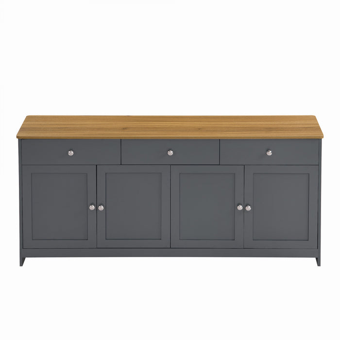 Grace Buffet en Bois Rustique de 55,1\" avec Portes et Tiroirs, Gris