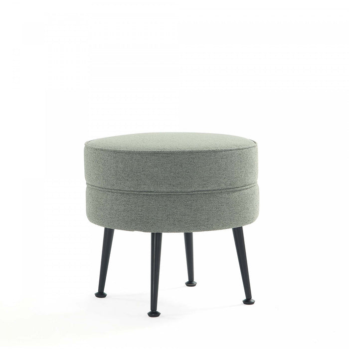 Pouf d’appoint capitonne Bailey style milieu du siecle en vert sauge