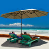 Costway Parasol de marche exterieur 15' double-face Twin Patio avec manivelle Beige