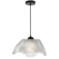 Luminaire suspendu Passion de Dainolite en acrylique noir givré qui diffuse la lumière, avec fini noir mat et 1 ampoule
