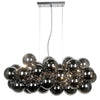 Luminaire suspendu horizontal Comet de Dainolite en verre fumé, avec fini chromé poli et 10 ampoules