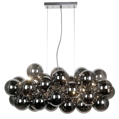 Dainolite Comet 10 Light Horizontal Pendant Polished Chrome Smoked Glass Lamp|Luminaire suspendu horizontal Comet de Dainolite en verre fumé, avec fini chromé poli et 10 ampoules