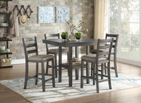  Ensemble De Salle A Manger A Hauteur De Comptoir Mosse Gris, 5 Pieces