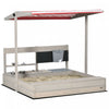 Kids Bac A Sable Avec Couvercle, Bac A Sable En Bois Avec Auvent Reglable, Jouets De Cuisine, Siege, Rangement, Exterieur Pour 3 A 7 Ans, 45\" X 43\"