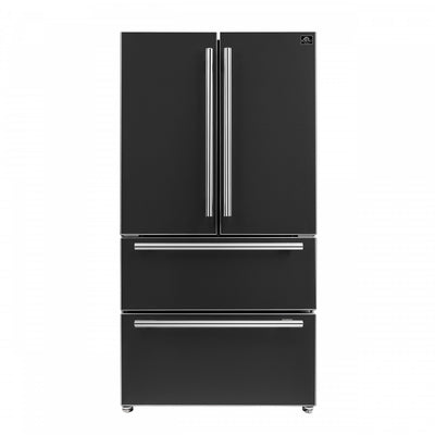 Forno Espresso Moena 36-inch French Door Refrigerator in Black, 19.2 cu.ft. - FFRBI1820-36BLK | Refrigerateur Espresso Moena de 36 po a portes francaises, noir, 19,2 pi³ – FFRBI1820-36BLK