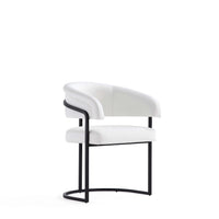 Chaise de salle a manger moderne Augusta en metal et cuir vegetalien blanc