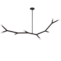 Luminaire suspendu horizontal Morgan de Dainolite avec fini noir mat et 8 ampoules