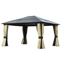 Outsunny 14'x12' Deluxe Hard Top Patio Gazebo Canopy Garden Abri En Aluminium Avec Sunshine Board, R