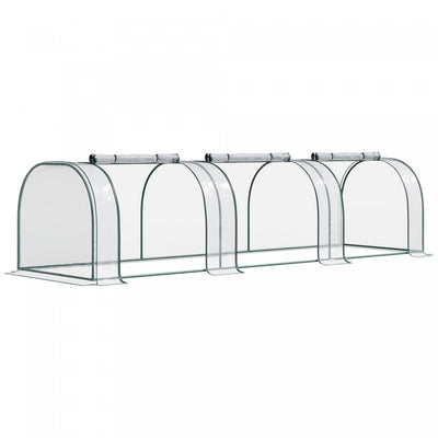 Outsunny 11.5' X 3' X 2.5' Portable Mini Tunnel Greenhouse With 3 Zipped Doors, Portable Small Green|Outsunny 138" X 39" X 32" Mini Serre Tunnel Pvc Transparent Jardin Vert Abri De Culture Portable Pla