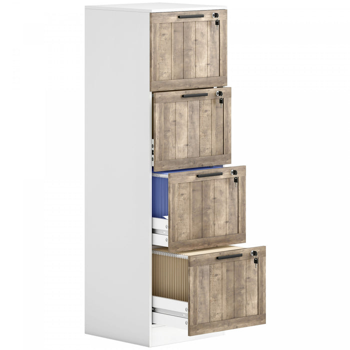HOMCOM Classeur 4 tiroirs avec serrure, format A4, blanc