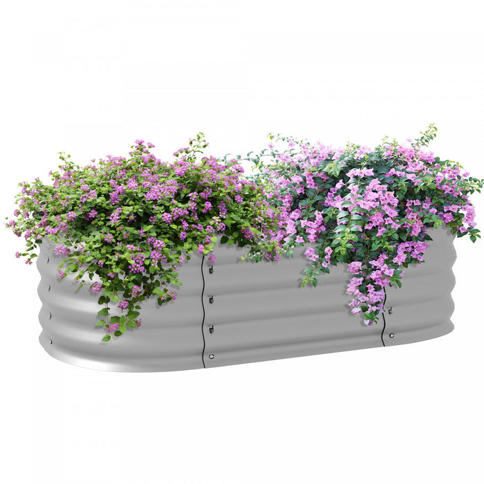 Outsunny Kit De Jardiniere Surelevee Galvanisee De 3.4' X 2' X 1'', Jardiniere Surelevee En Metal Avec Bordure De Securite, Pour Fleurs, Herbes, Plantes Grasses, Argente