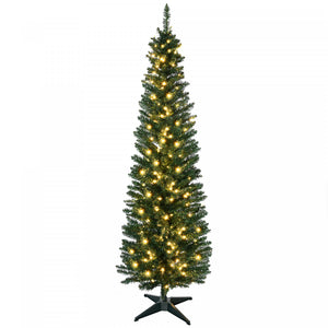 Homcom Arbre De Noel Artificiel Illumine 6 Pi Avec Lumieres Led Blanc Chaud
