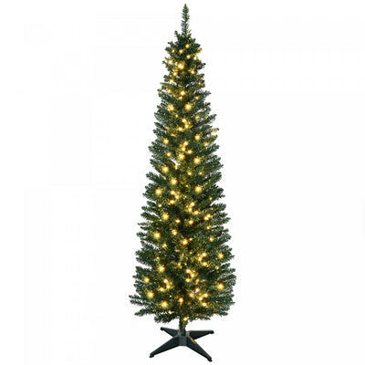Homcom 7' Prelit Artificial Christmas Tree With Warm White Led Lights|Homcom Arbre De Noel Artificiel Illumine 6 Pi Avec Lumieres Led Blanc Chaud