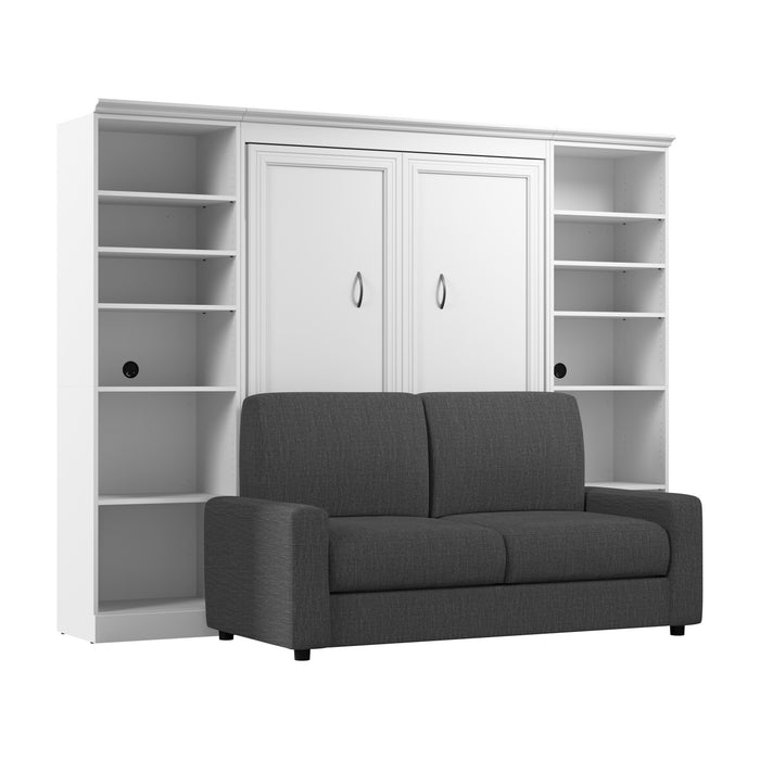 Lit double escamotable Versatile de Bestar avec sofa et organisateurs de garde-robe (109 po [L]) - blanc