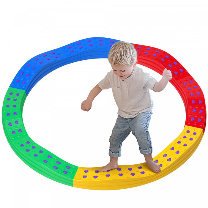 Qaba Poutre D'equilibre Pour Enfants, 8 Pieces De Tremplins D'equilibre Pour Enfants Avec Coussinets Antiderapants, Parcours D'obstacles, Jouet Sensoriel Pour L'equilibre